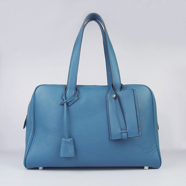 Best Replica Hermes Victoria Cowskin Leather Bag Blue H2802 - Click Image to Close